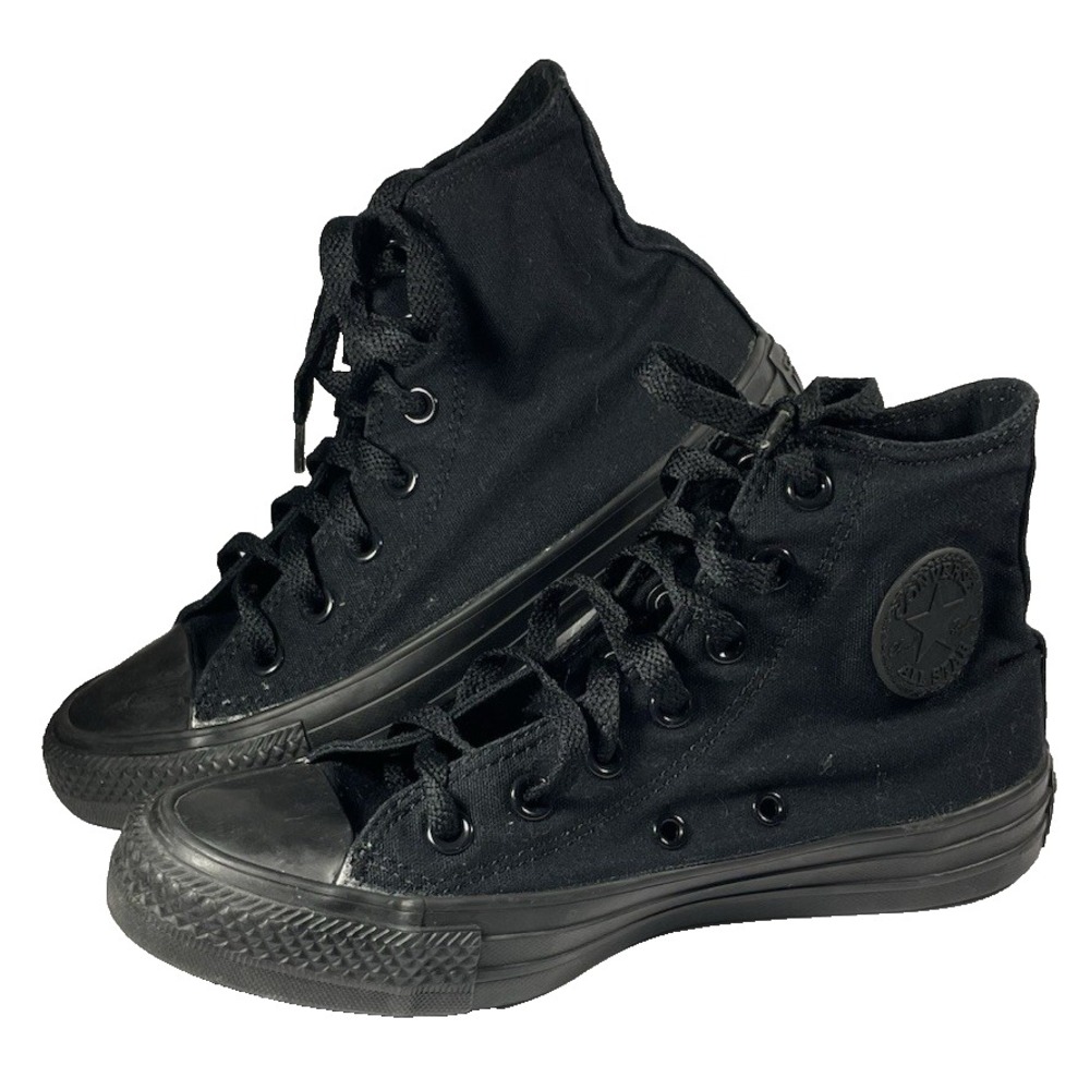 Converse All Star High Top Shoes-Triple Black Canvas Sneakers Women's 6/Men's 4